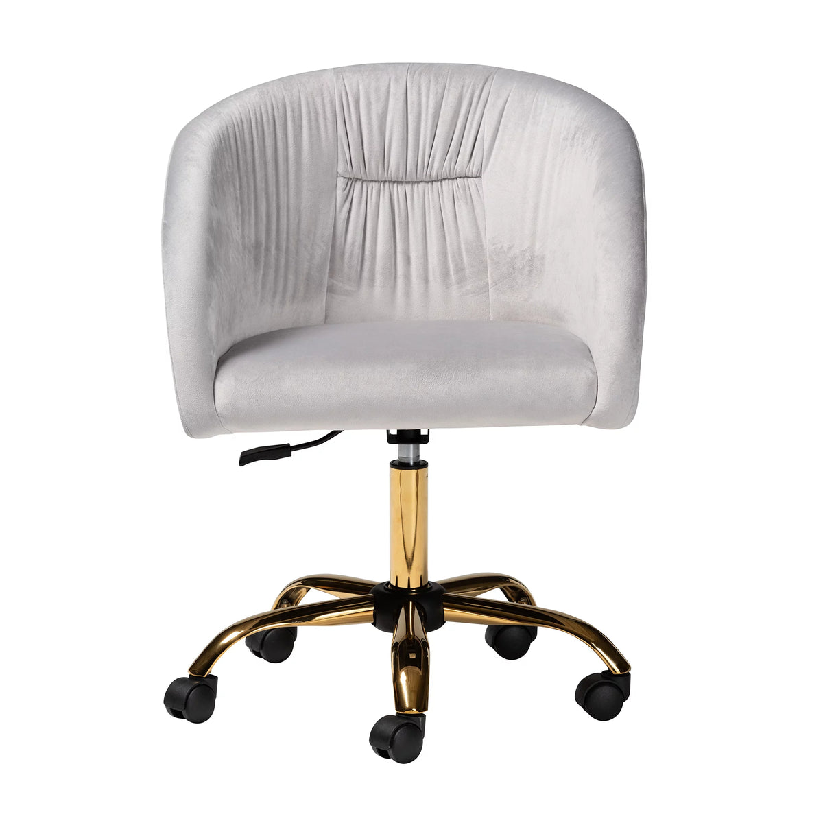 Grey Velvet Gold Metal Swivel Office Chair U239