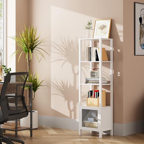 6 Tier Narrow Bookcase with Door H634664
