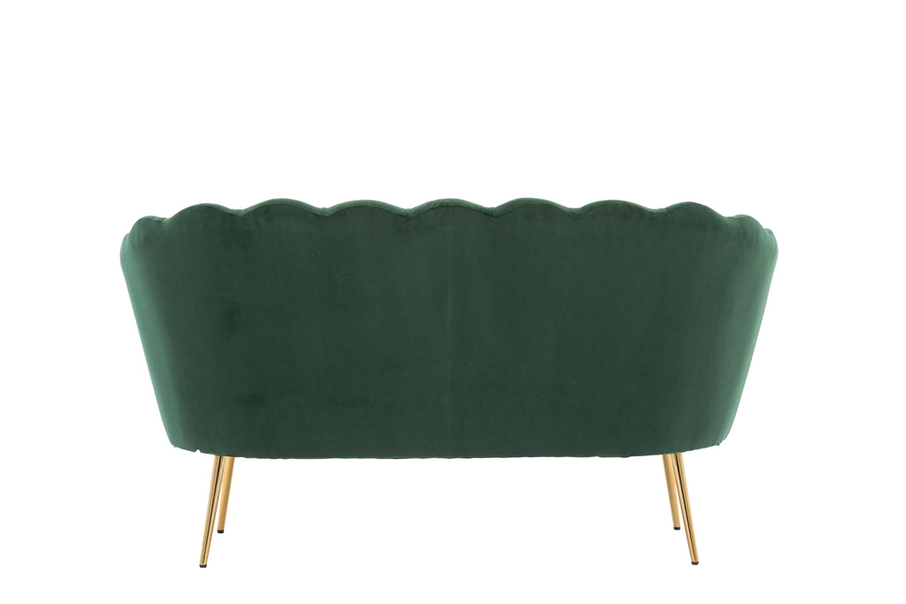 Green Velvet Upholstered 2 Seats Loveseat with Metal Legs X522