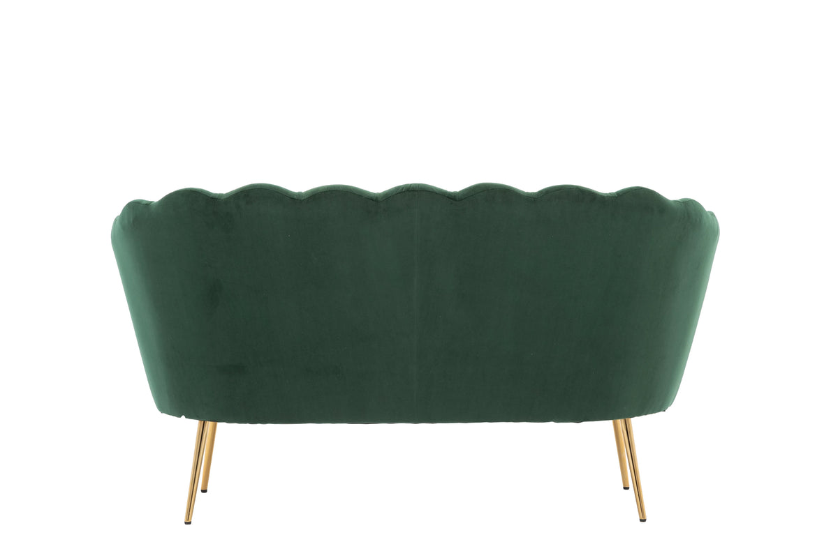 Green Velvet Upholstered 2 Seats Loveseat with Metal Legs X522