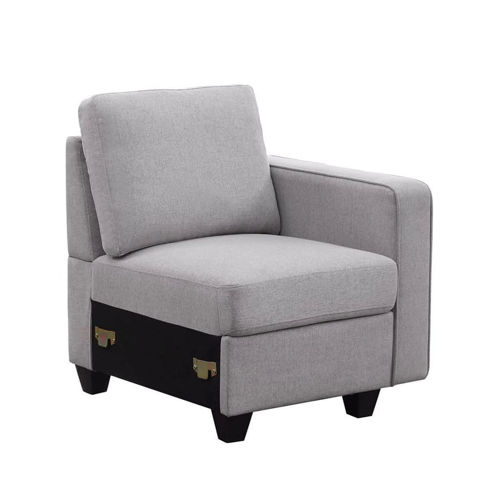 Light Gray Reversible Fabric Sectional Sofa with Ottoman Y115