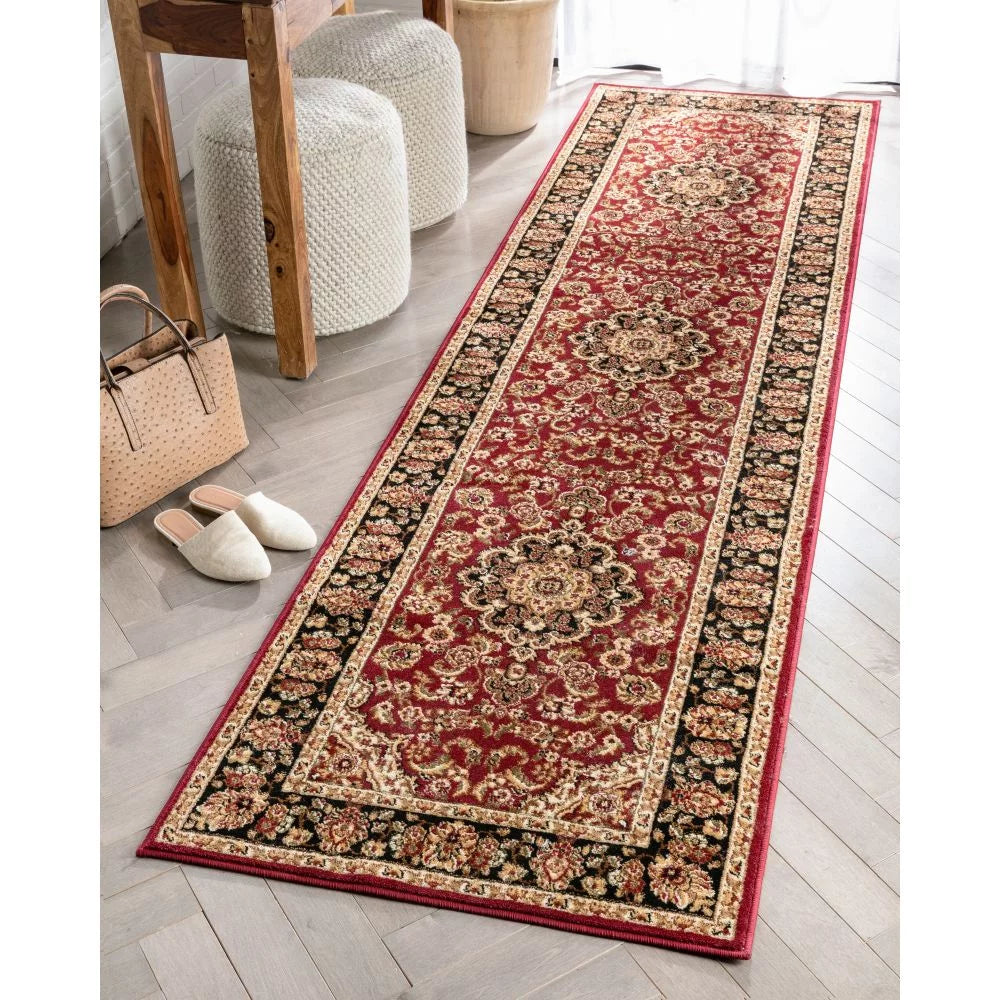Red Green Ivory Light Blue Black Persian Floral Oriental Area Rug W544172