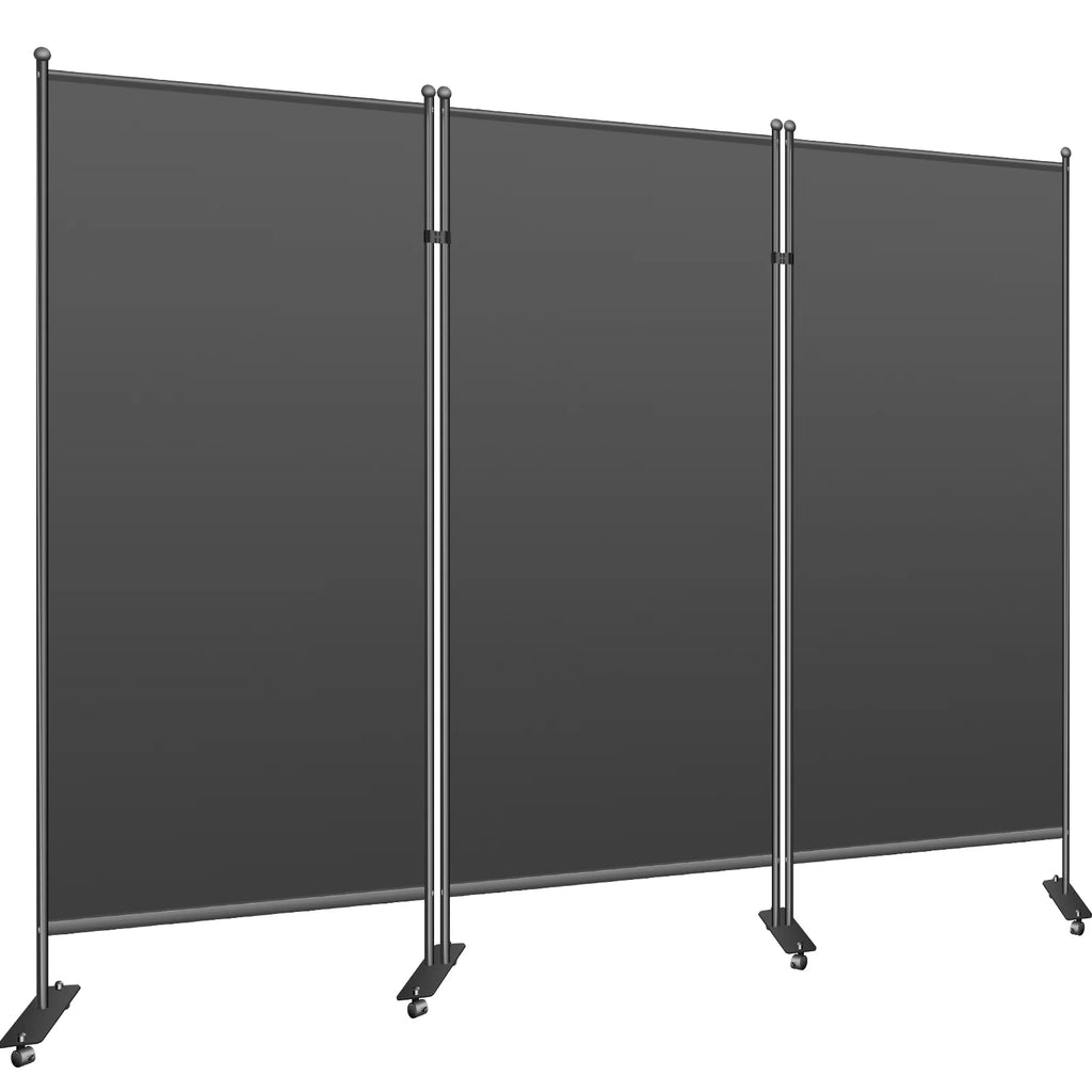 3-Panel Folding Portable Room Divider Black W500