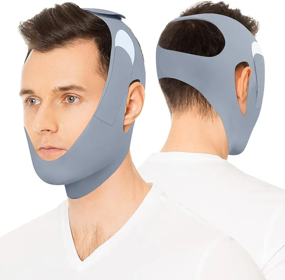 Anti Snore Chin Strap Adjustable Breathable Reusable Gray M T204602