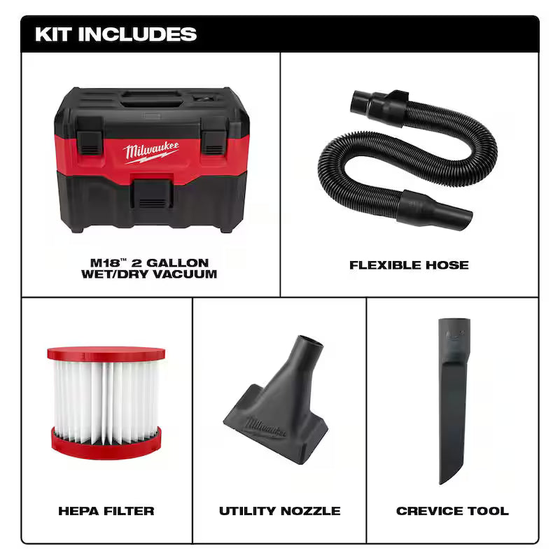 18-Volt 2 Gal. Cordless Wet/Dry Vacuum with Brush and Nozzle Kit N8911