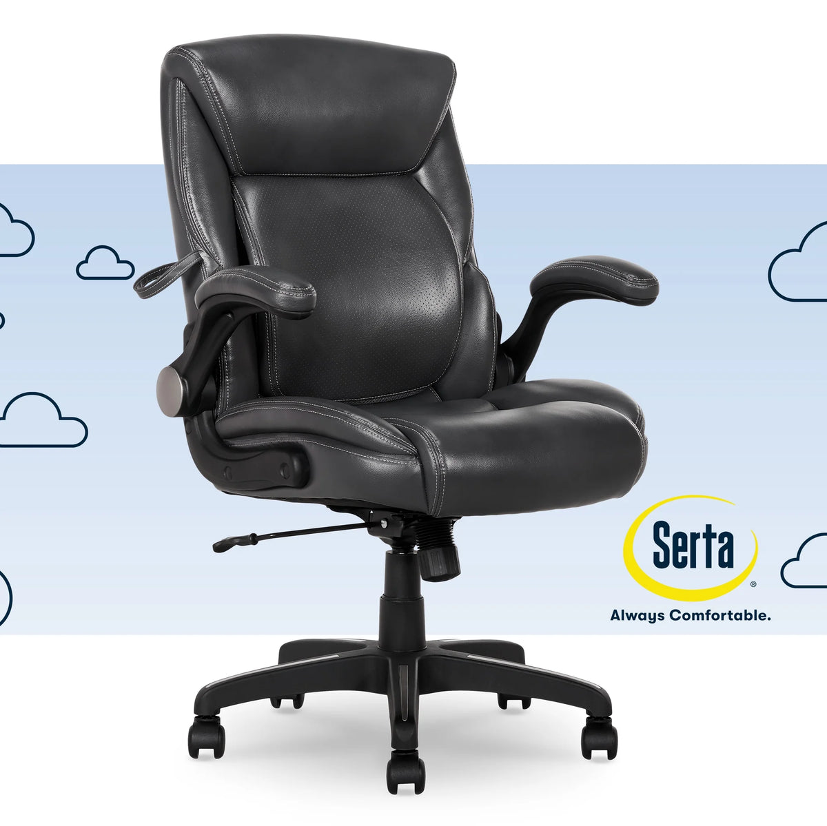 Black Bonded Leather Office Chair E486