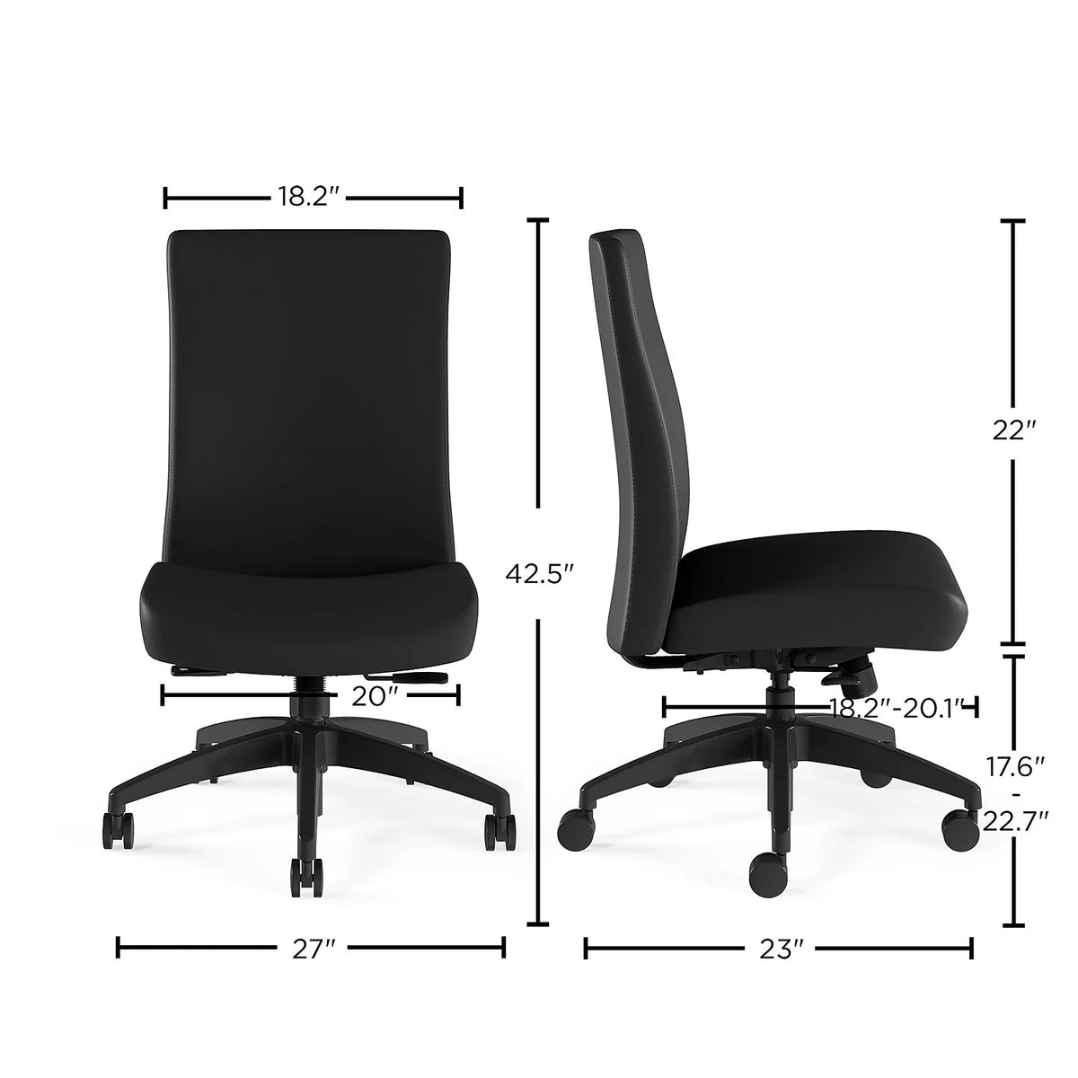 Black Vinyl Armless Task Chair F409811