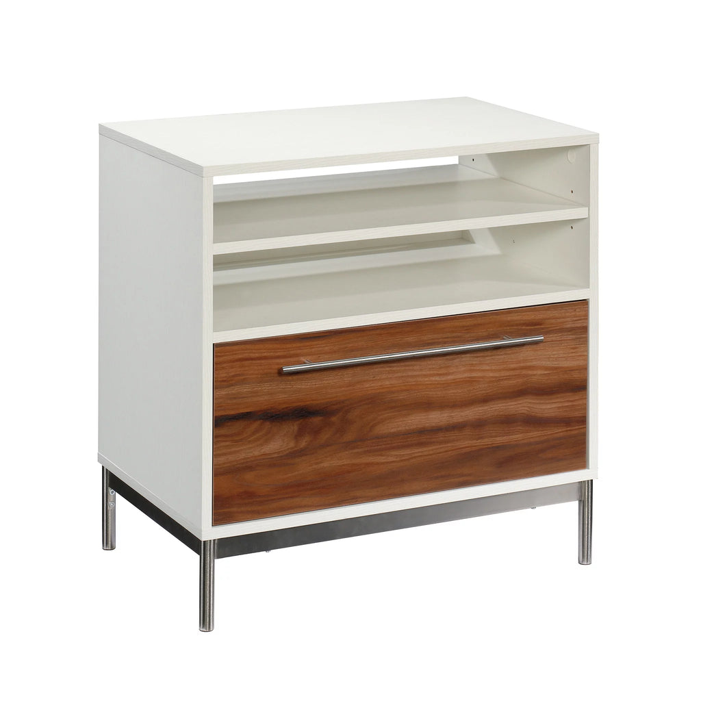 Pearl Oak Finish Lateral File Cabinet with Open Storage F2955
