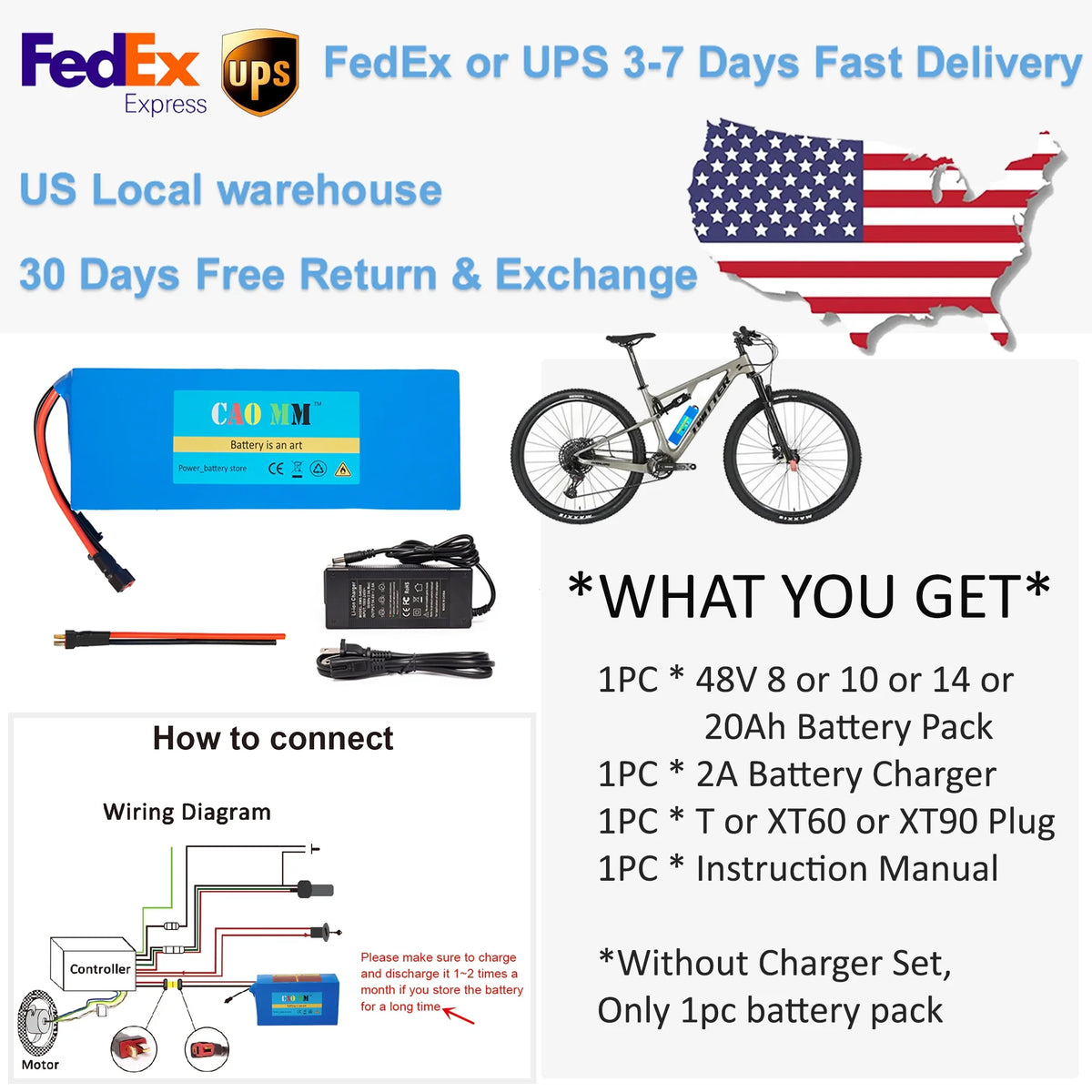 48V 10AH Lithium Battery with 5A Fast Charger G739782