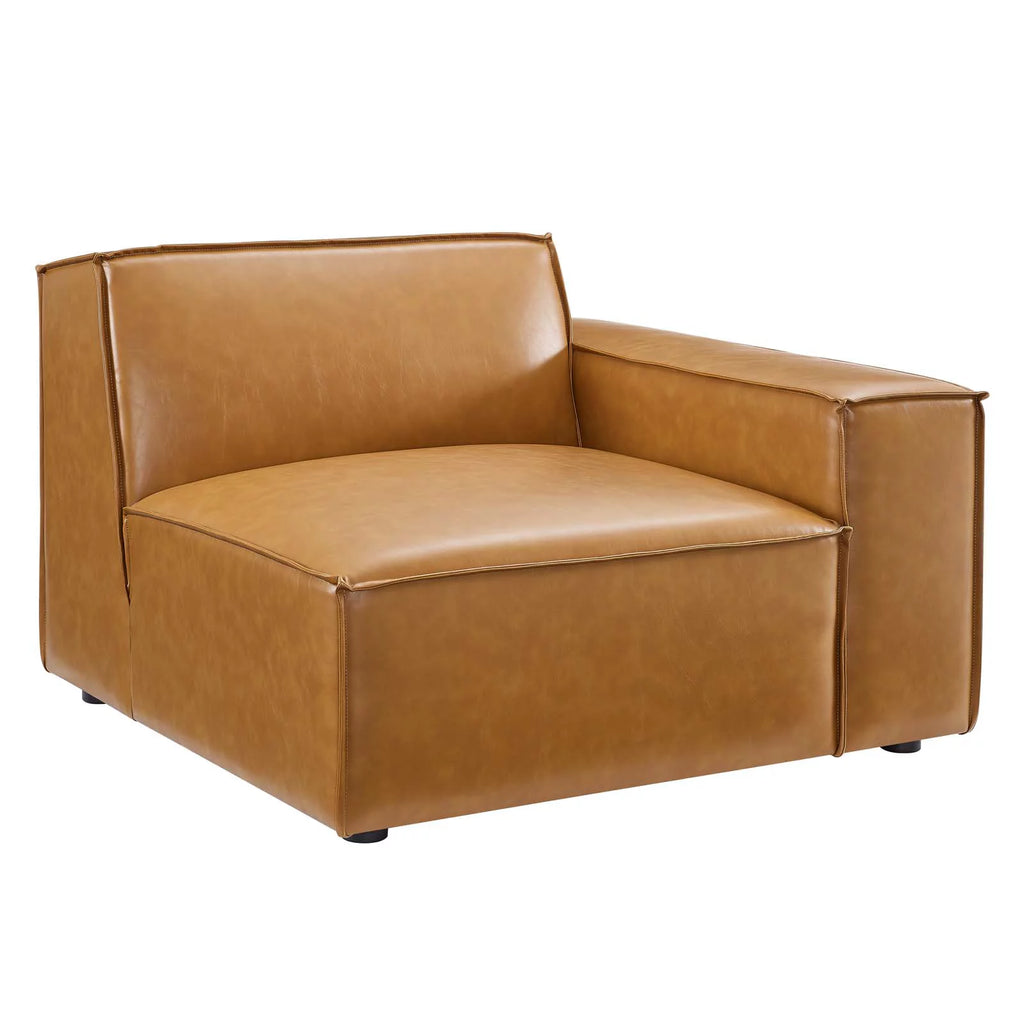 5-Piece Vegan Leather Sectional Sofa in Tan Q7963