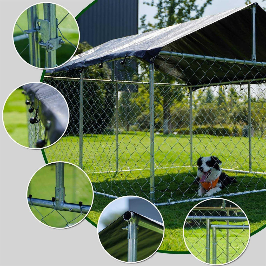 Outdoor Dog Kennel Heavy Duty with Galvanized Chain Link H324844