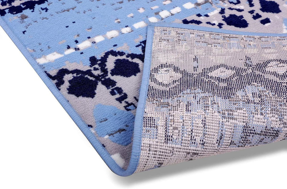 Light Blue Geometric Pattern Rug A76846