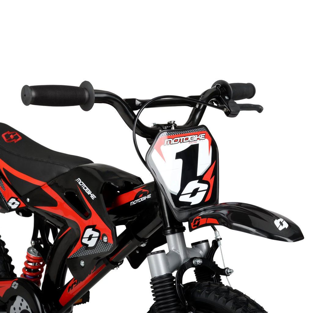 16 Kids Moto Bike with Training Wheels, Black/Red A763819