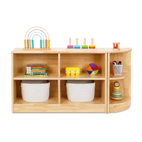 Rubber Wood 2-Tier Corner Storage Cabinet O582
