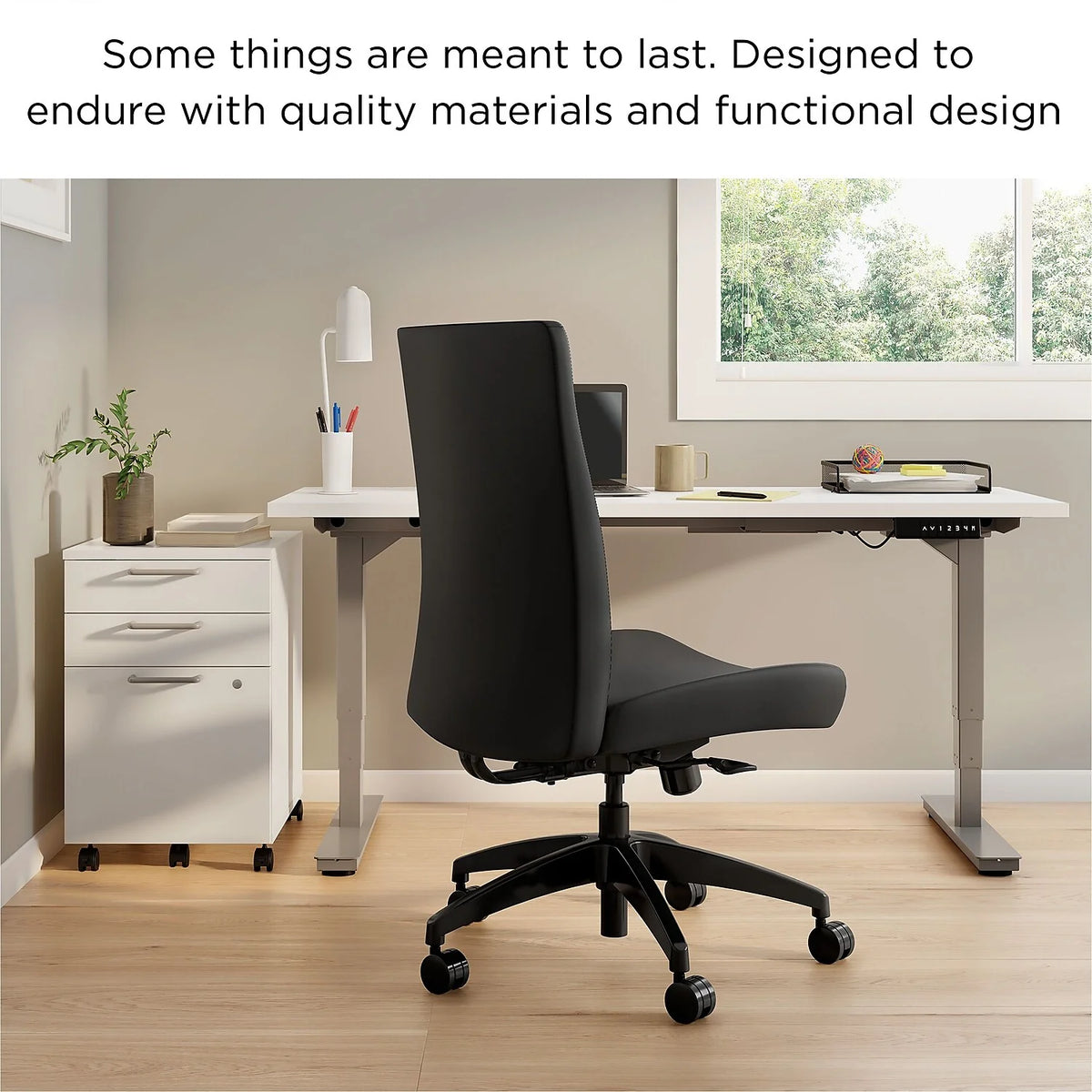 Black Vinyl Armless Task Chair F409811