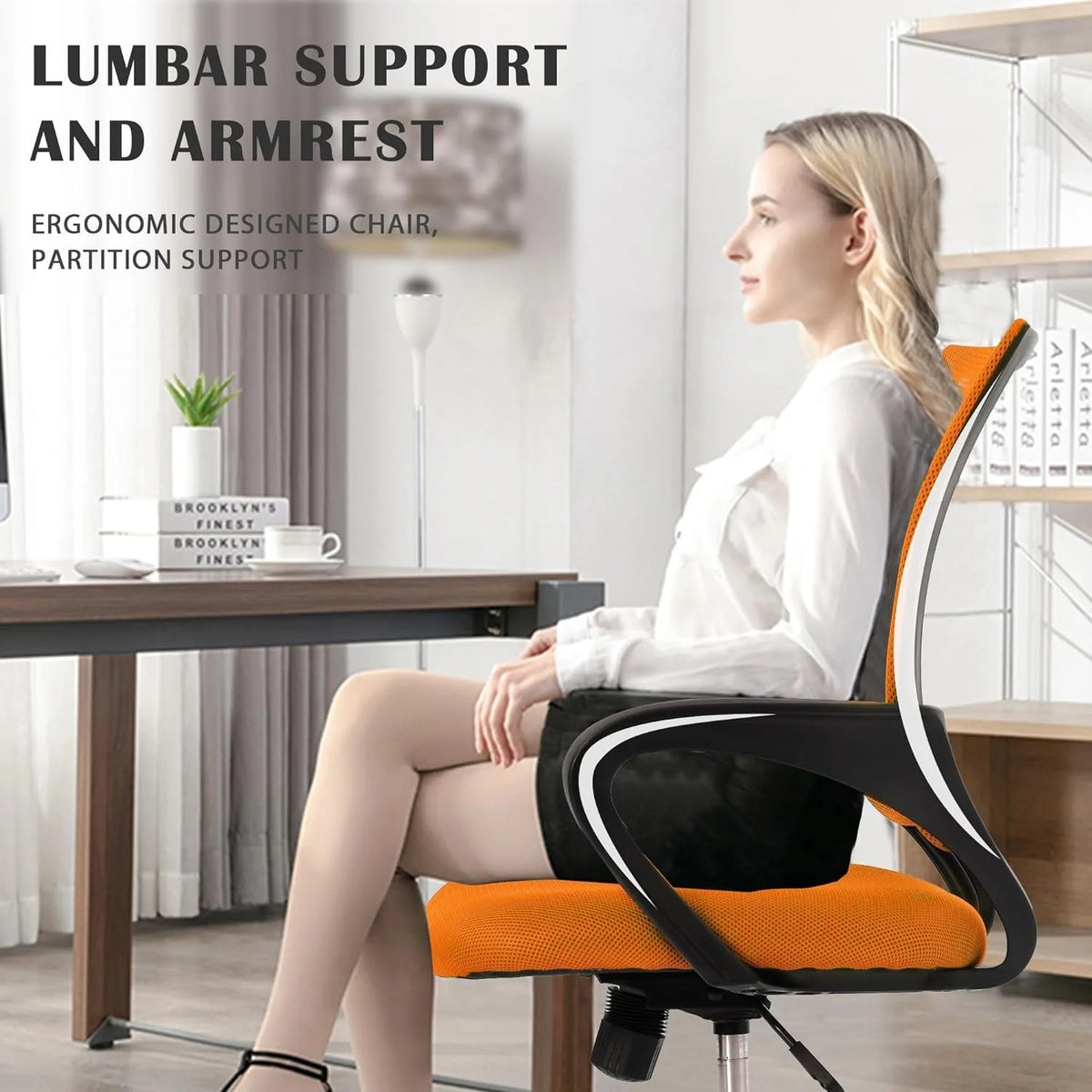 Orange Mesh Ergonomic Office Chair with Lumbar Support Y5709