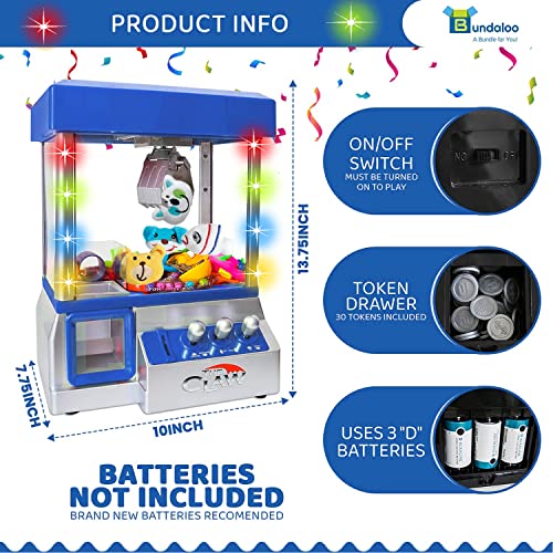 Blue Electronic Mini Candy and Toy Grabber Dispenser with Lights Sound & 4 Mini Plush Animals V555125