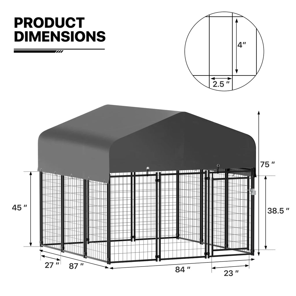 4ft x 4.25ft x 4.5ft 8 Panels Outdoor Dog Kennel B11472