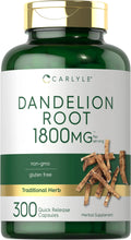 Dandelion Root 1800mg 300 Capsules Non-GMO Gluten Free Supplement K195
