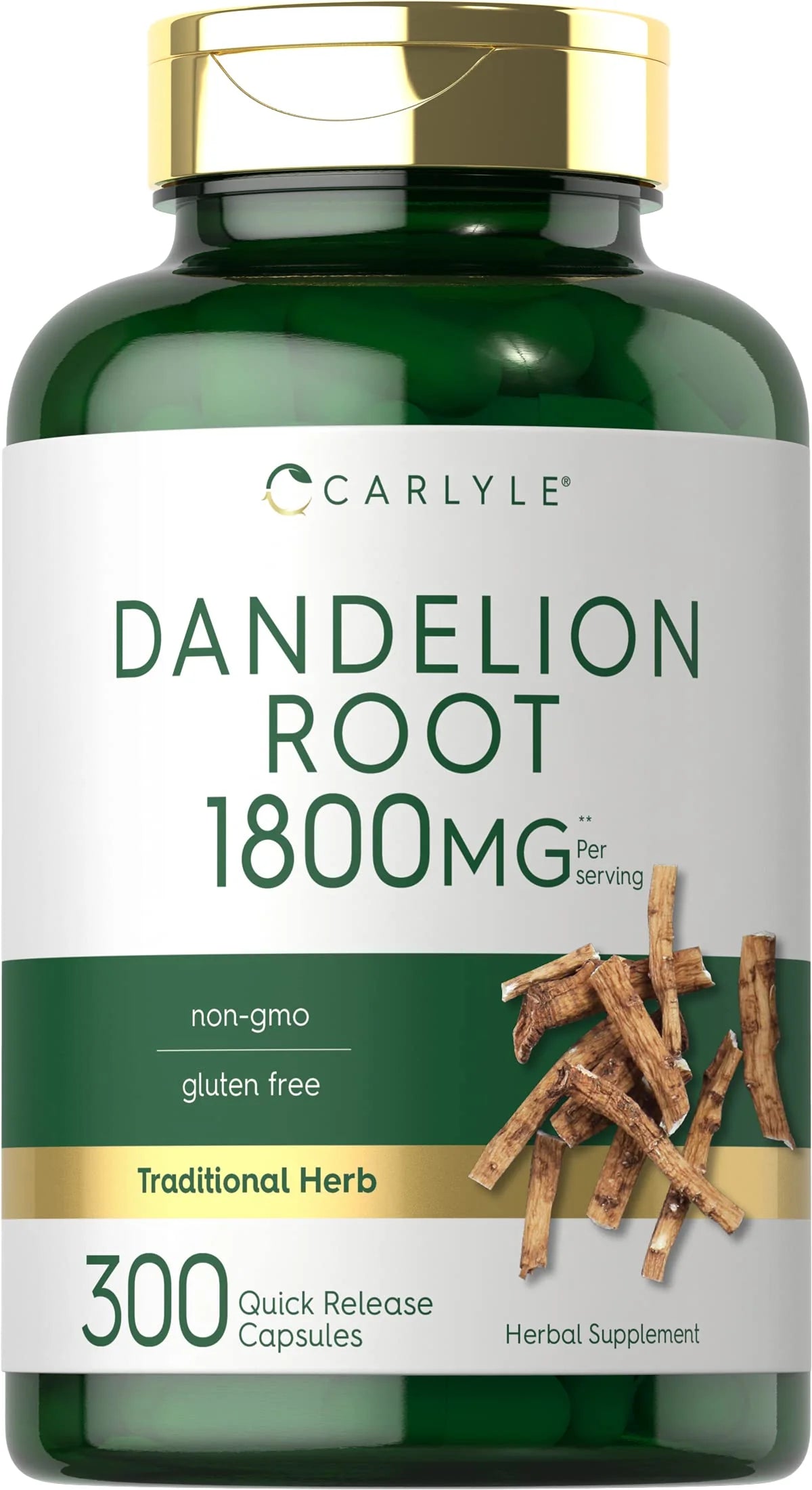 Dandelion Root 1800mg 300 Capsules Non-GMO Gluten Free Supplement K195
