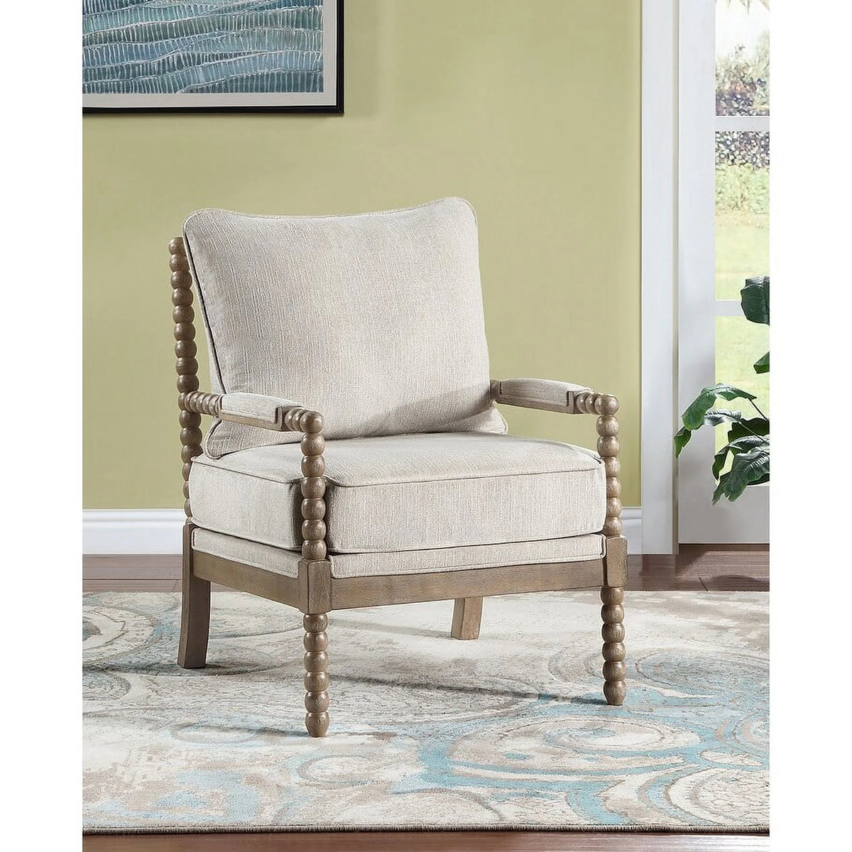 Linen Chenille Accent Chair Set with Wood Frame S460