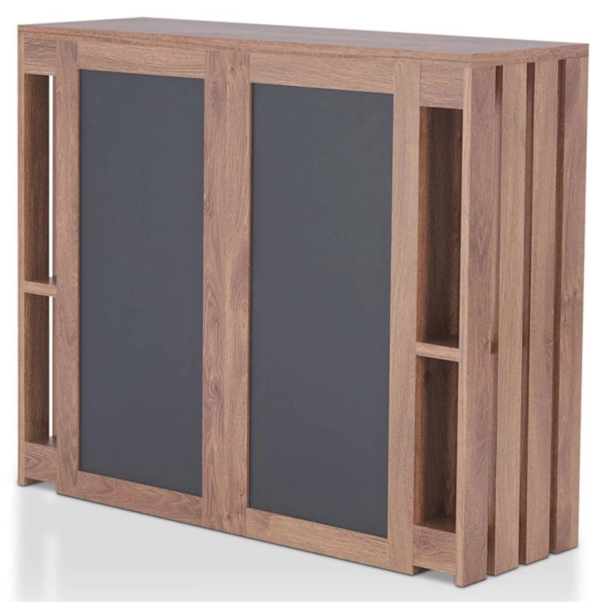 Contemporary Wood 9-Shelf Bar Cabinet in Walnut J67250