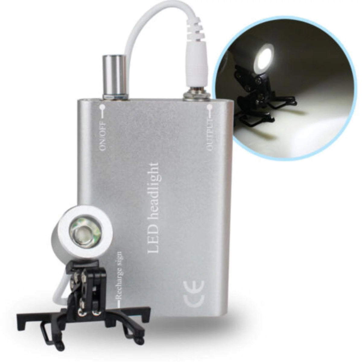 Silver Portable Head Light Lamp 1W LED G8783
