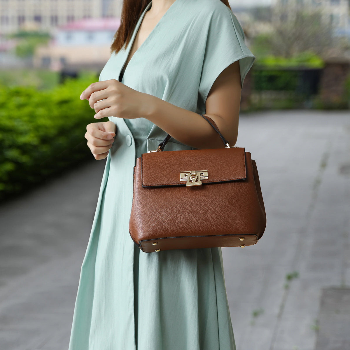 Black Vegan Leather Satchel & Wristlet Wallet Q96024