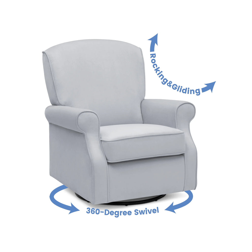 Dolphin Grey Velvet Swivel Rocker Chair N897850