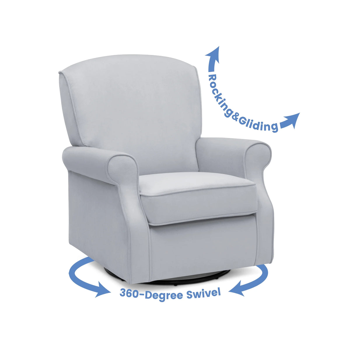 Dolphin Grey Velvet Swivel Rocker Chair N897850