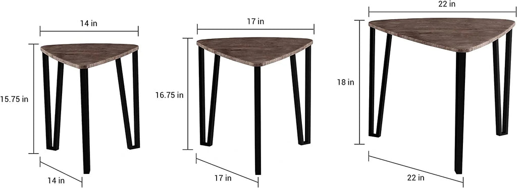 Set of 3 Woodgrain Nesting Tables O740