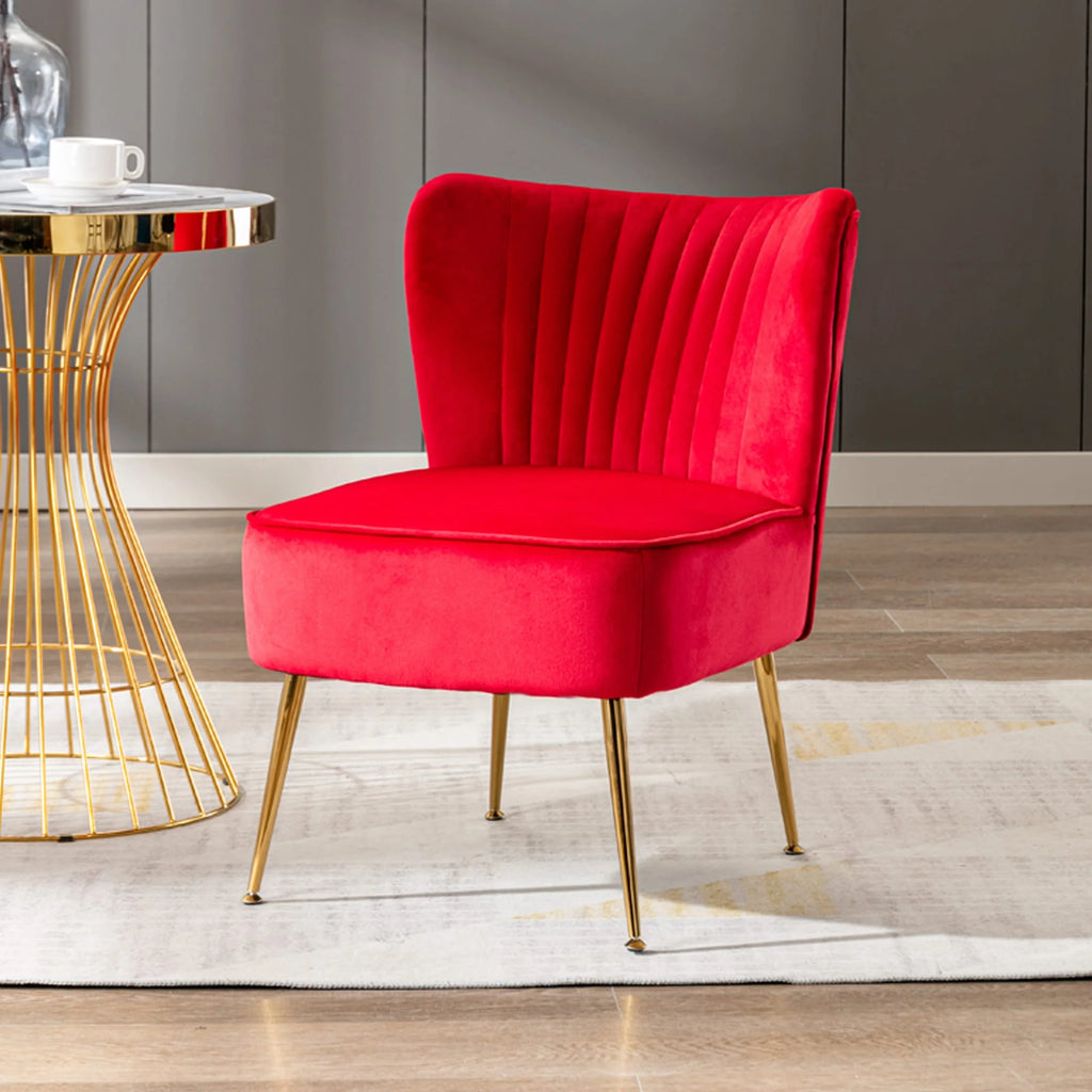 Red Tufted Velvet Accent Chair Z144688