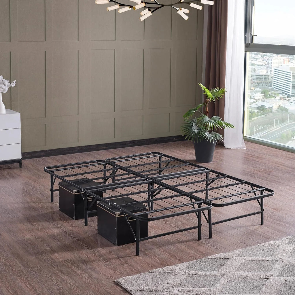 Queen Size Black Metal Foldable Bed Frame F348