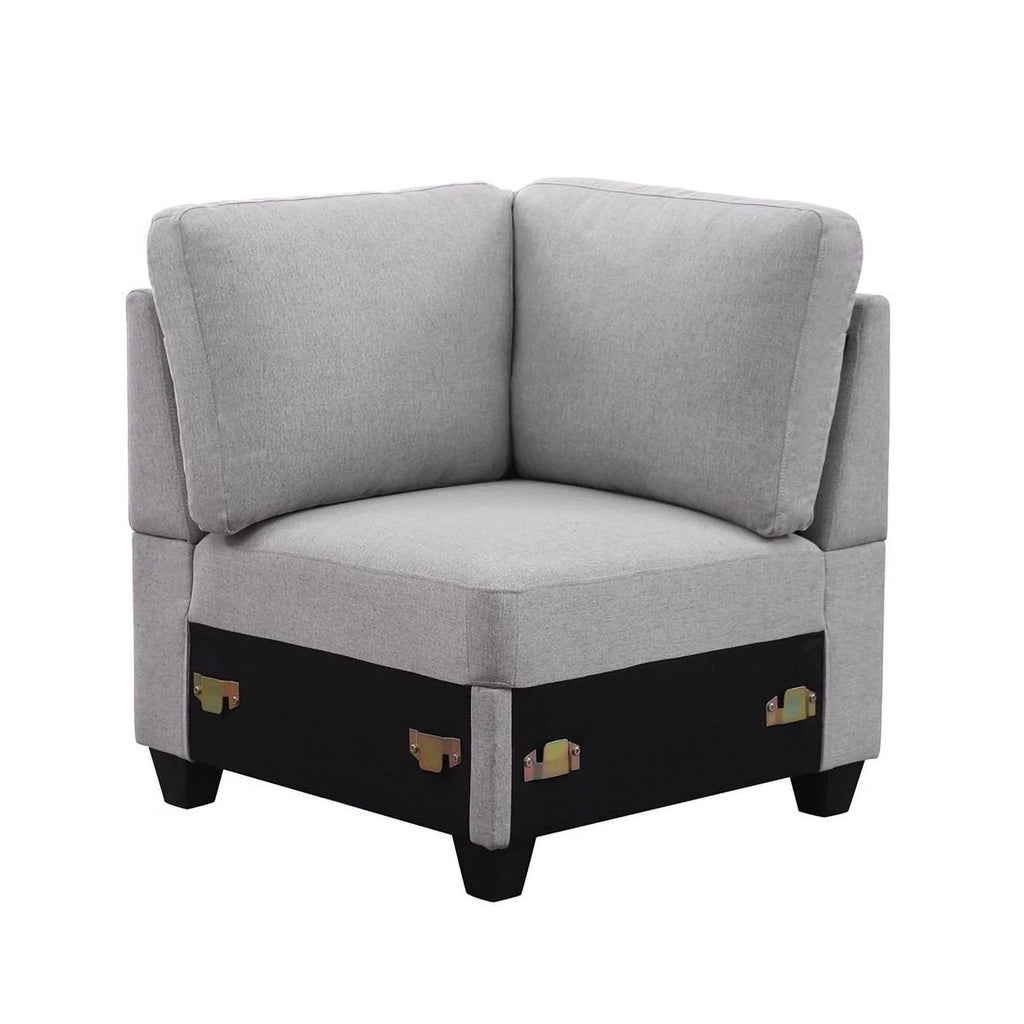 Light Gray Reversible Fabric Sectional Sofa with Ottoman Y115