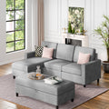 L Shaped 4 Seat Sectional Sofa with Storage Ottoman V2056