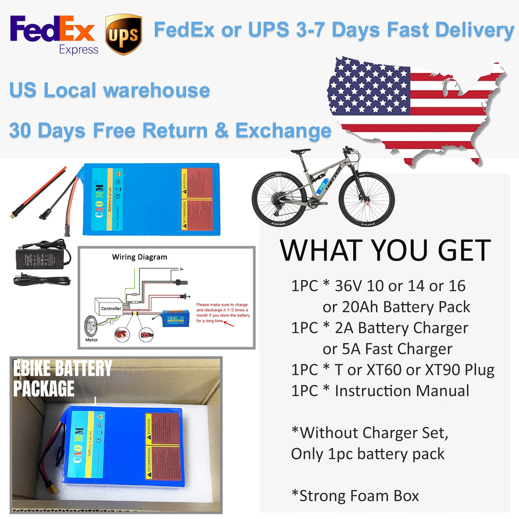 36V 20Ah Lithium Ebike Battery with 2A Charger T9146