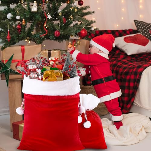 2pcs Christmas Velvet Santa Bags with Drawstring L548871