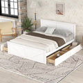Queen Size White Wooden Platform Bed with 4 Storage Drawers J1170
