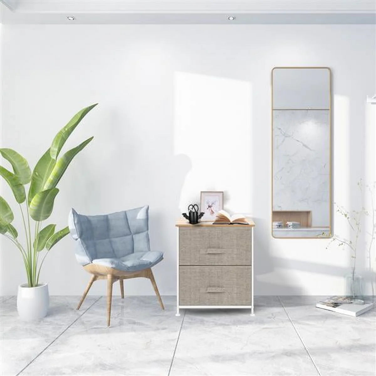 2 Drawer Fabric Nightstand O10664
