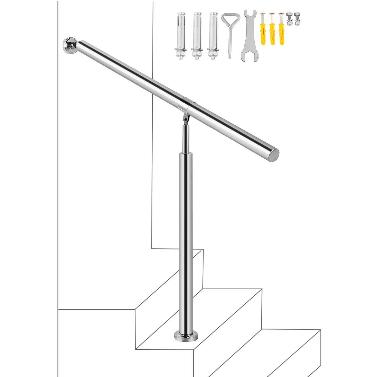 Stainless Steel 1 Step Handrail 80 x 90 CM W722966