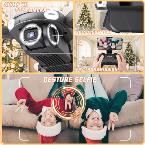 Mini Drone with Camera 1080P HD FPV RC Black Y90204