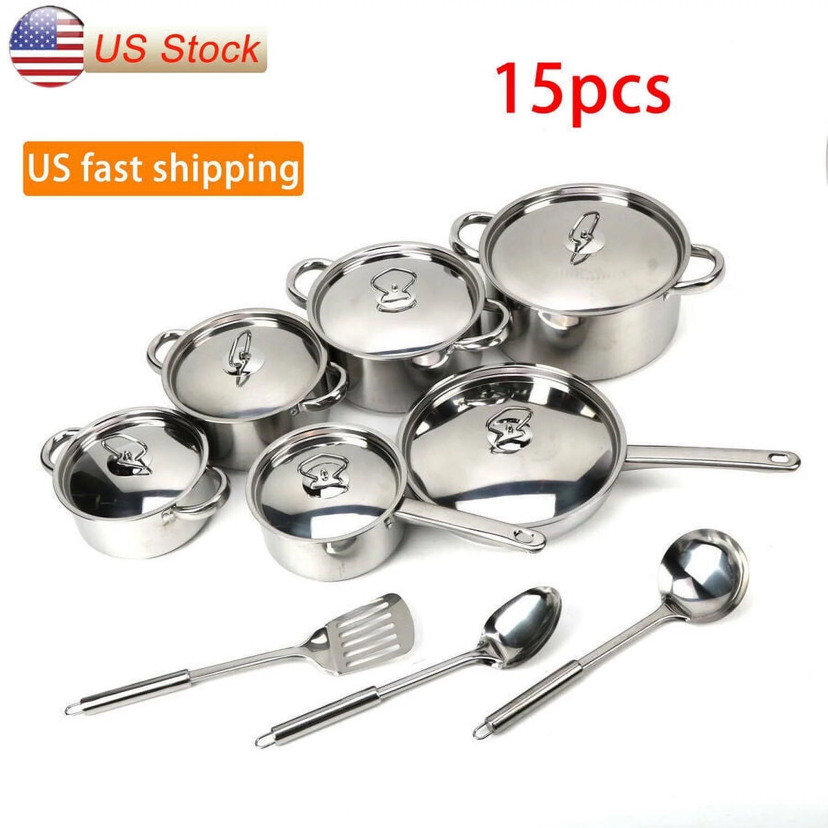15 Piece Stainless Steel Induction Cookware Set G65163