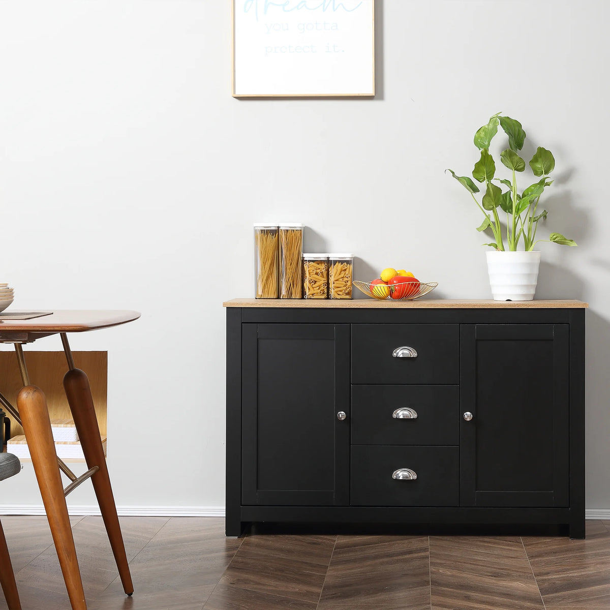 Black Kitchen Sideboard with 3 Drawers Z517696