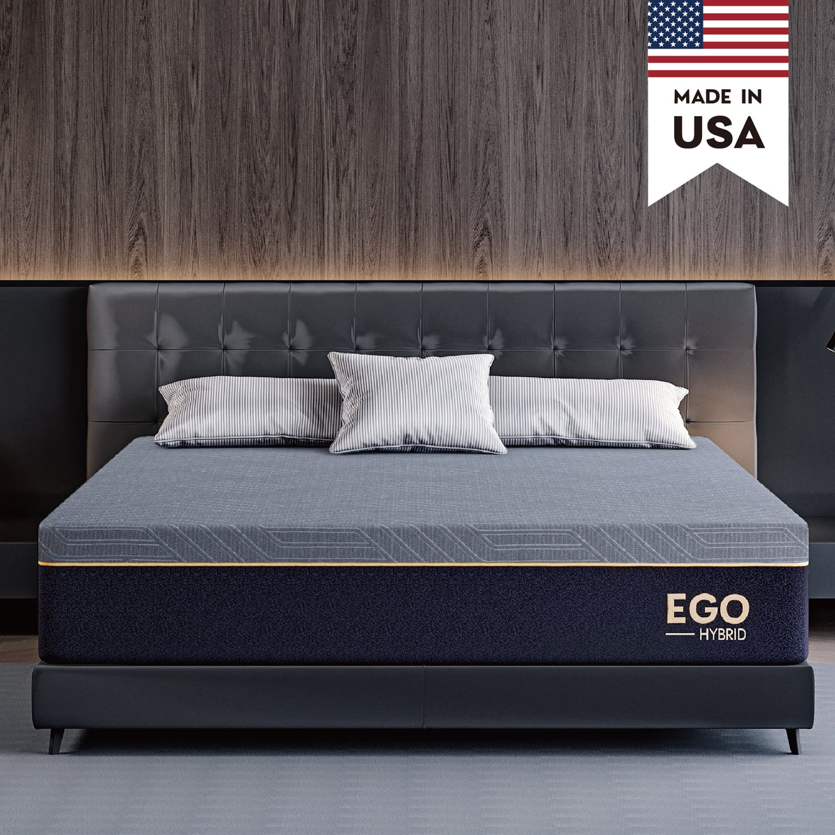Black 12 inch Full Size Memory Foam Hybrid Mattress F9106