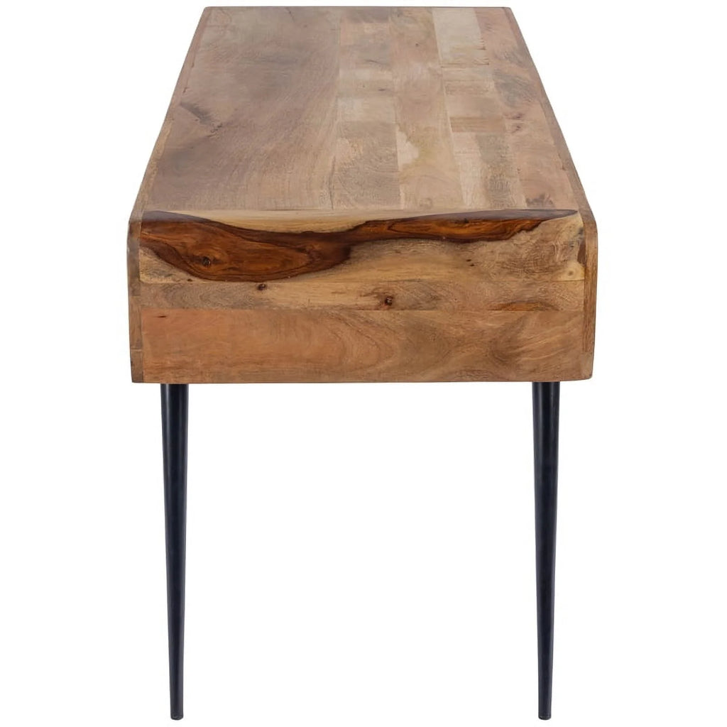 Rustic Industrial Natural Wood and Metal Desk in Brown B703