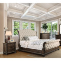 Brown Fabric Tufted 3-Piece Eastern King Bedroom Set F601174