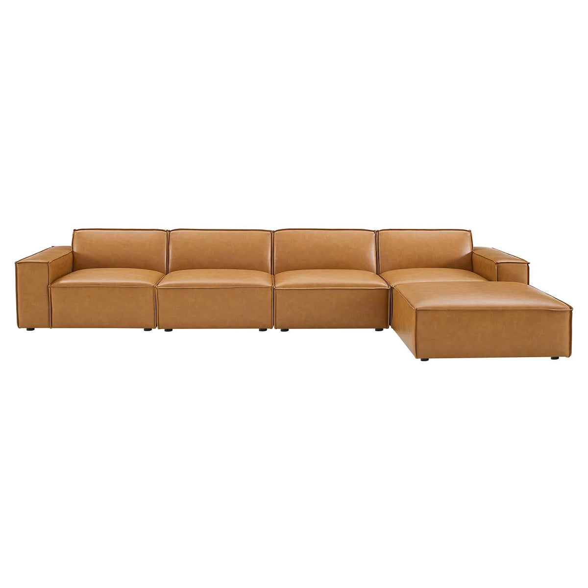 5-Piece Vegan Leather Sectional Sofa in Tan Q7963