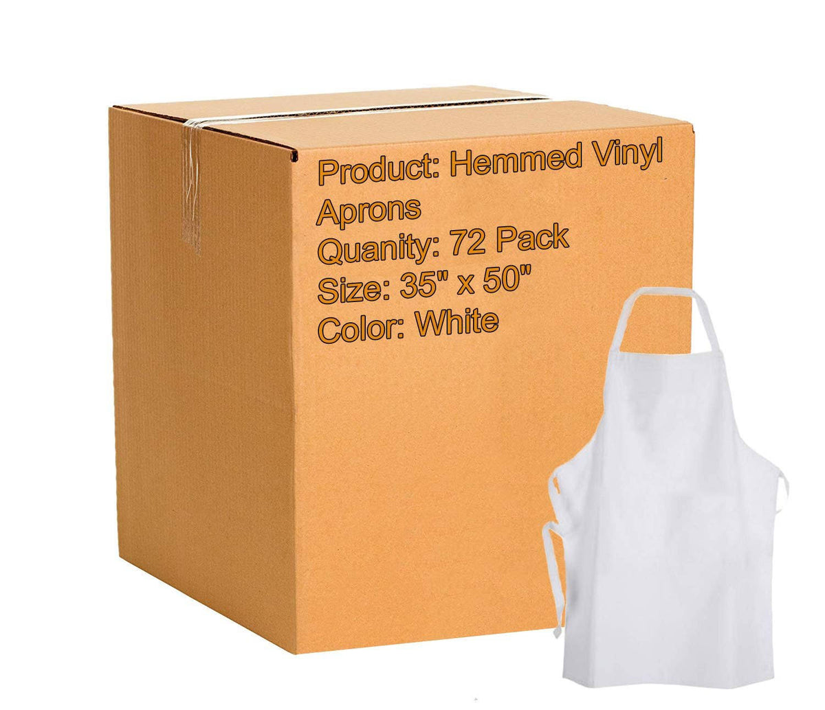 White Hemmed Vinyl Aprons 72 Pack T209611