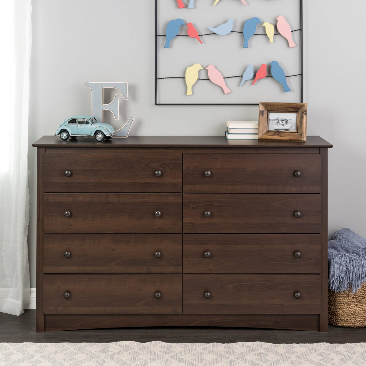 Black 8 Drawer Dresser J3138