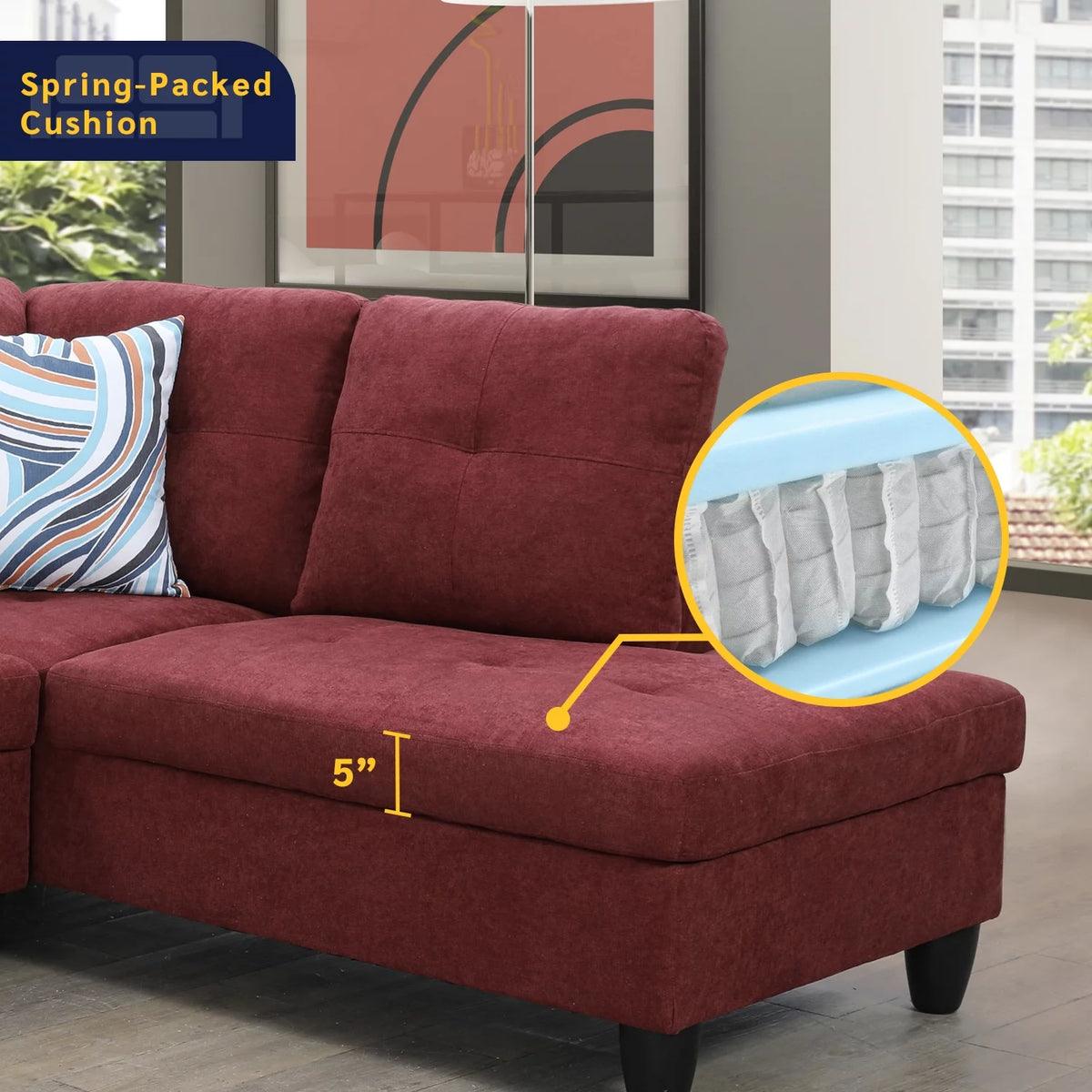 3 Piece Upholstered Sectional Right Hand Facing K3698